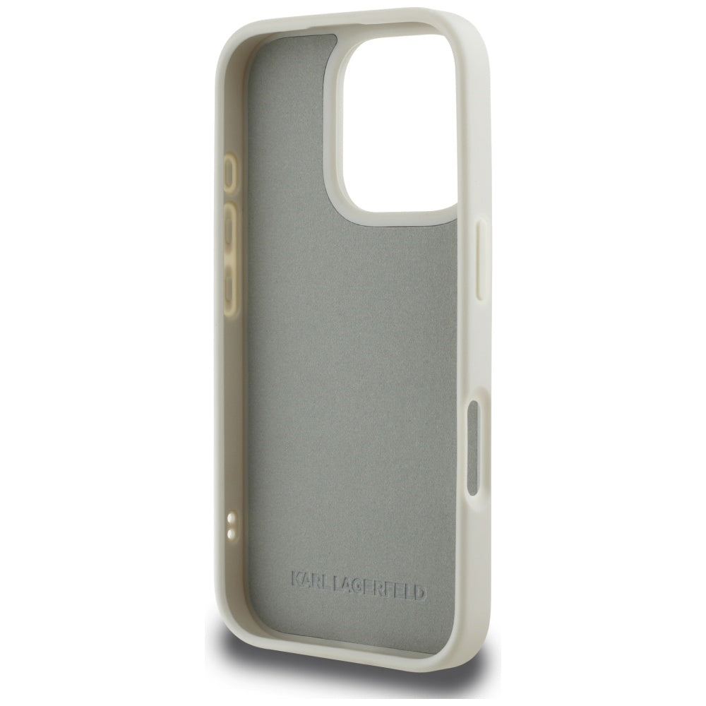 Funda para Apple iPhone 16 Pro, Karl Lagerfeld, 3D Rubber Karl & Choupette, Beige