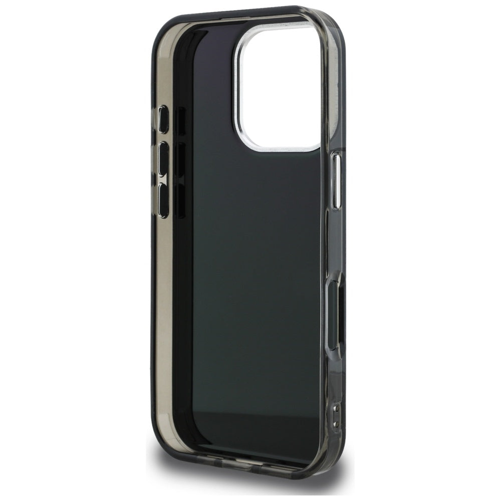 Funda para Apple iPhone 16 Pro, Karl Lagerfeld, IML Aquarelle Logo Choupette, Negra