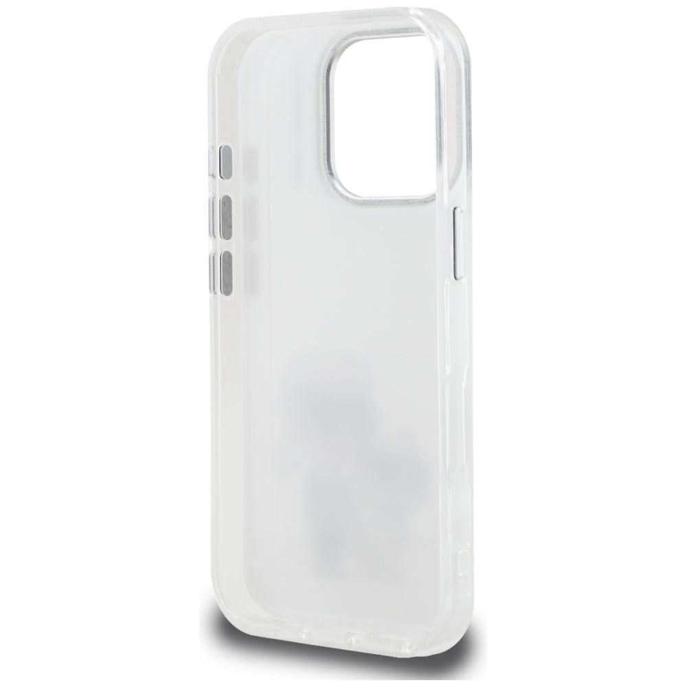 Funda para Apple iPhone 16 Pro, Karl Lagerfeld, IML Aquarelle Logo Karl & Choupette, Blanca
