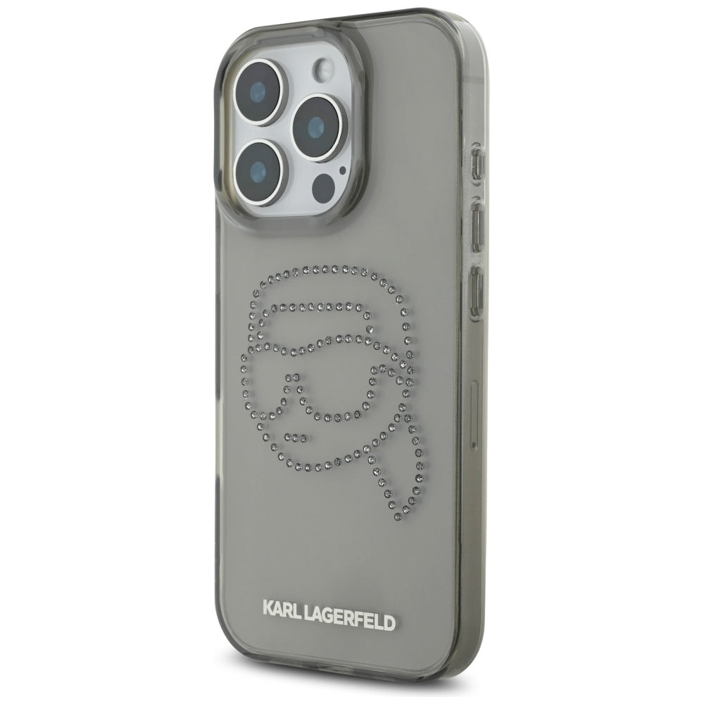Case for Apple iPhone 16 Pro, Karl Lagerfeld, IML Rhinestones Karl's Head, Black