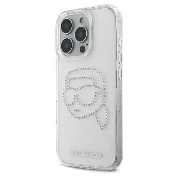 Funda para Apple iPhone 16 Pro, Karl Lagerfeld, IML Rhinestones Karl's Head, Transparente