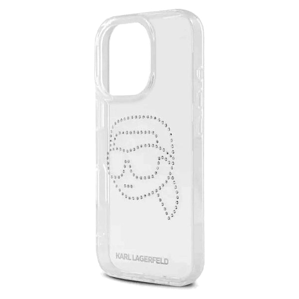 Funda para Apple iPhone 16 Pro, Karl Lagerfeld, IML Rhinestones Karl's Head, Transparente