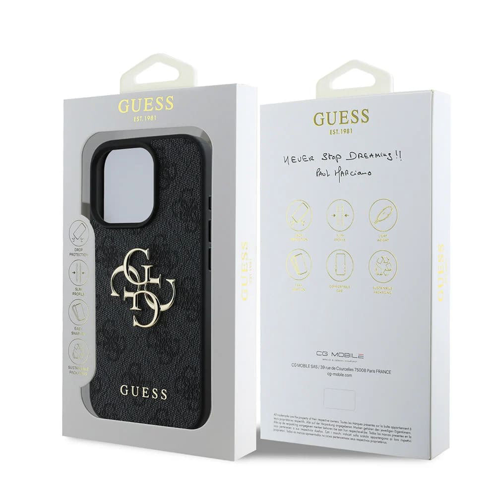 Funda para Apple iPhone 16 Pro Max, Guess, 4G Big Logo, Negra