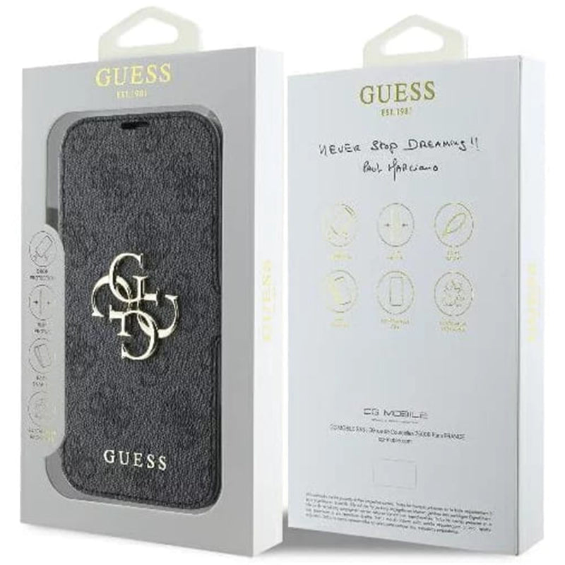 Funda para Apple iPhone 16 Pro Max, Guess, 4G Book, Negra