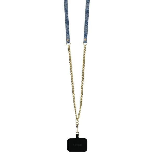 Funda para Apple iPhone 16 Pro Max, Guess, Crossbody 4G Triangle Strass, Azul
