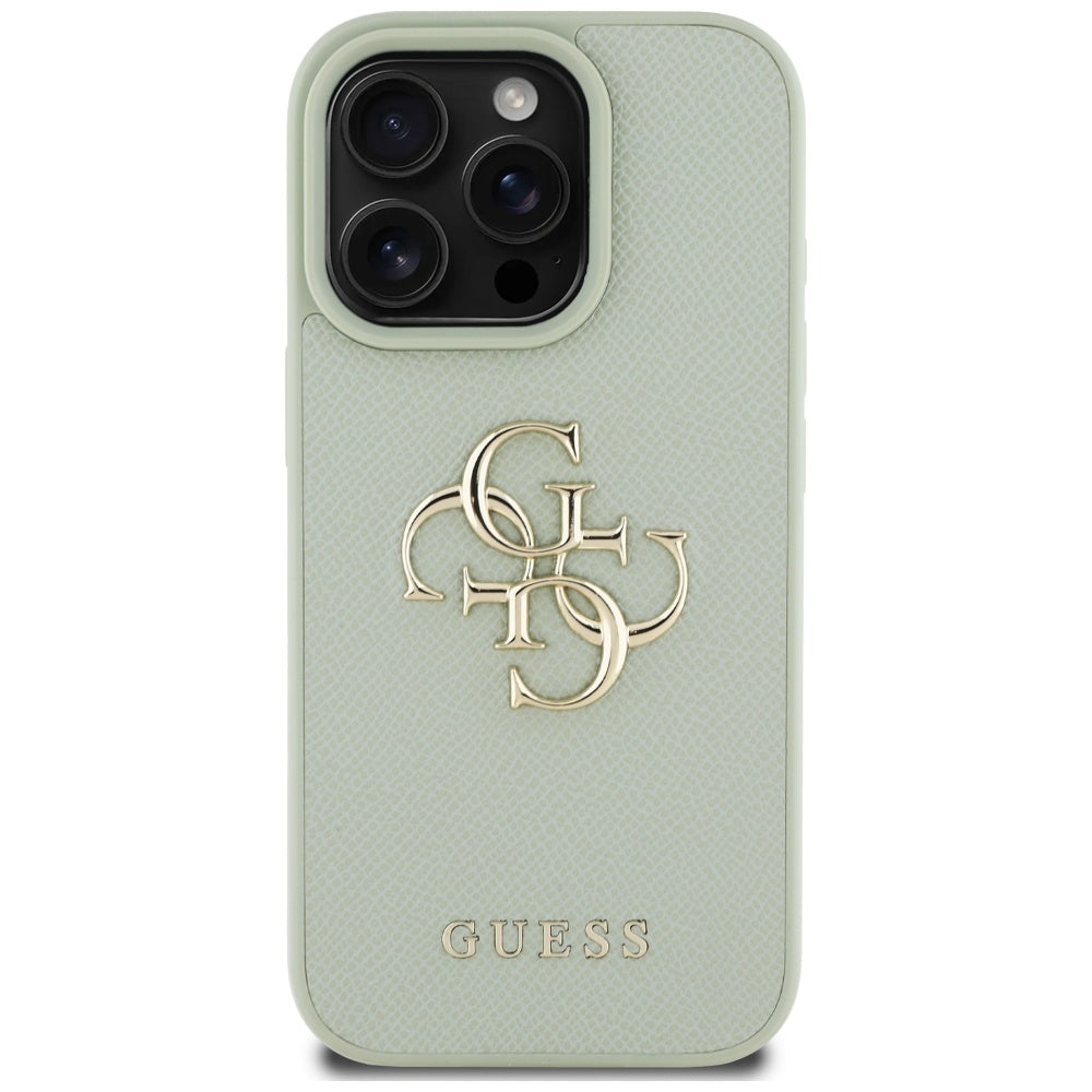 Funda para Apple iPhone 16 Pro Max, Guess, Grained Big 4G Logo Small Classic Logo, Verde