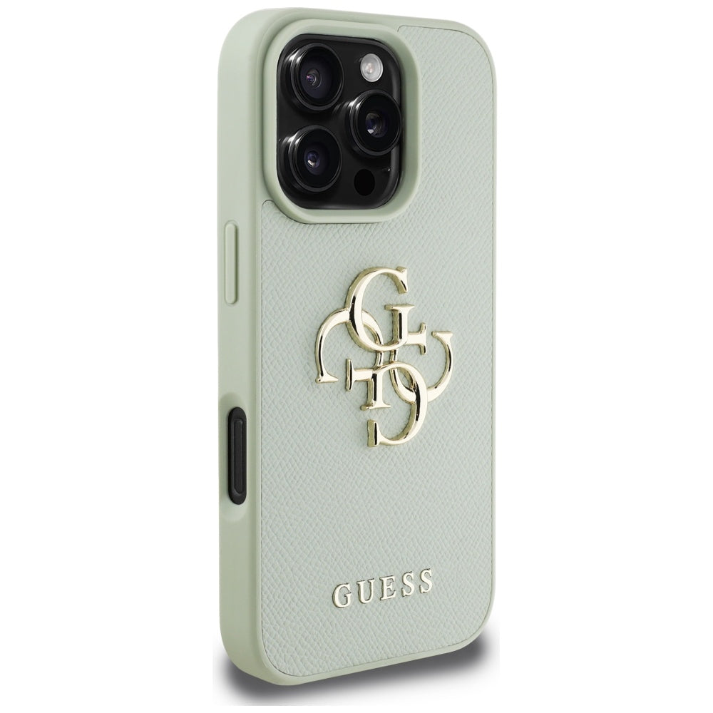 Funda para Apple iPhone 16 Pro Max, Guess, Grained Big 4G Logo Small Classic Logo, Verde