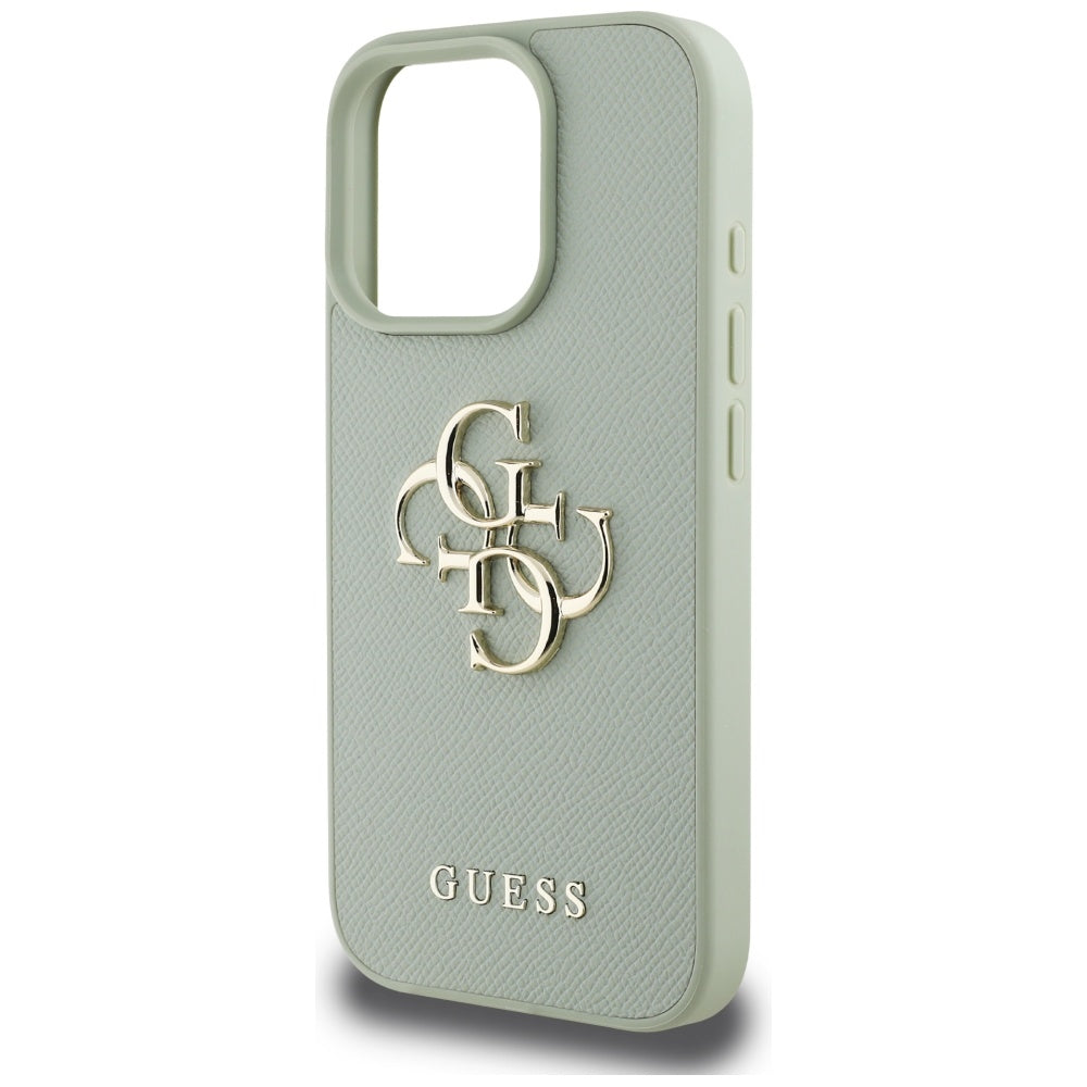 Funda para Apple iPhone 16 Pro Max, Guess, Grained Big 4G Logo Small Classic Logo, Verde