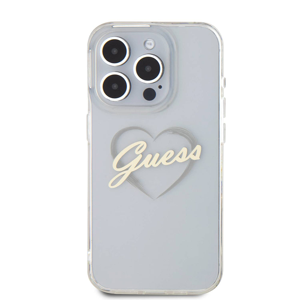 Funda para Apple iPhone 16 Pro Max, Guess, IML Heart, Transparenta