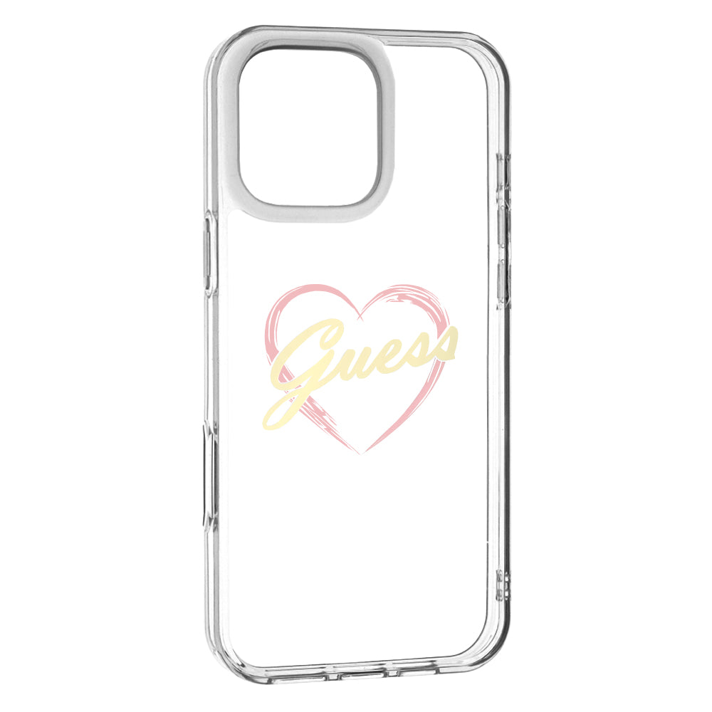 Funda para Apple iPhone 16 Pro Max, Guess, IML Heart, Transparenta