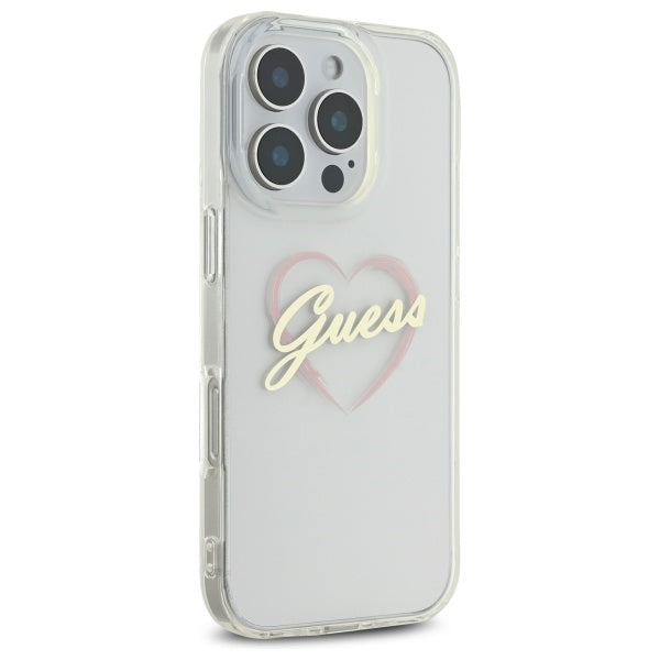 Funda para Apple iPhone 16 Pro Max, Guess, IML Heart, Transparenta
