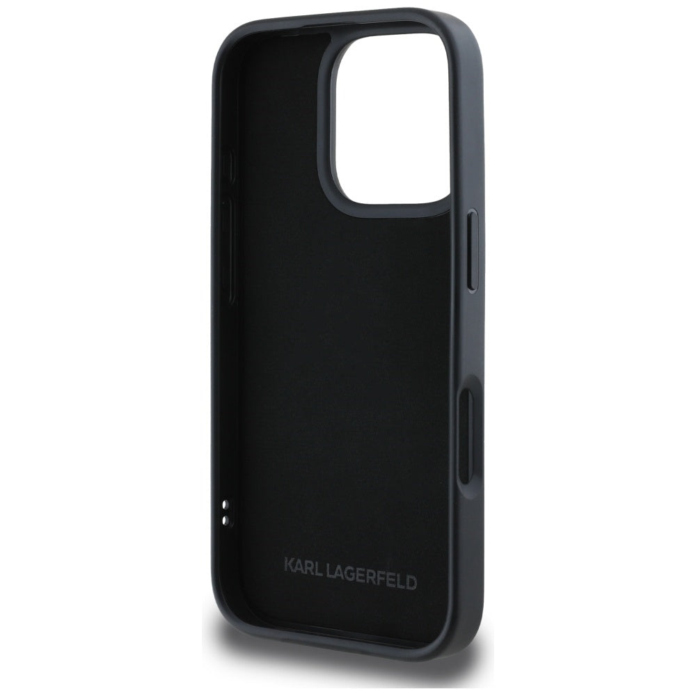 Funda para Apple iPhone 16 Pro Max, Karl Lagerfeld, 3D Rubber Karl & Choupette, Negra