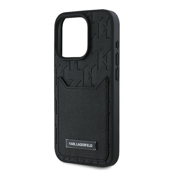Funda para Apple iPhone 16 Pro Max, Karl Lagerfeld, Cardslots Monogram, Negra