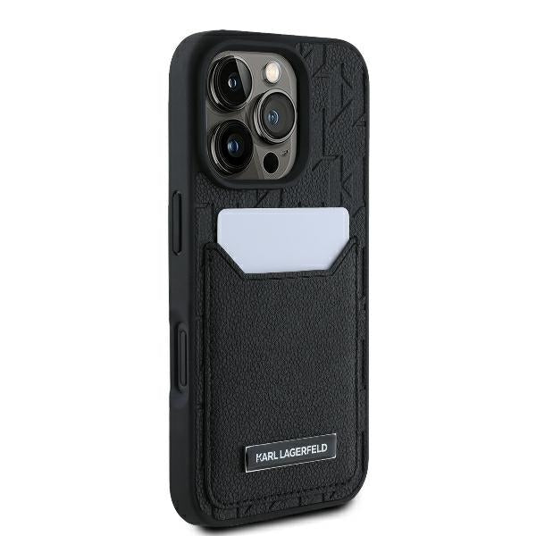 Funda para Apple iPhone 16 Pro Max, Karl Lagerfeld, Cardslots Monogram, Negra