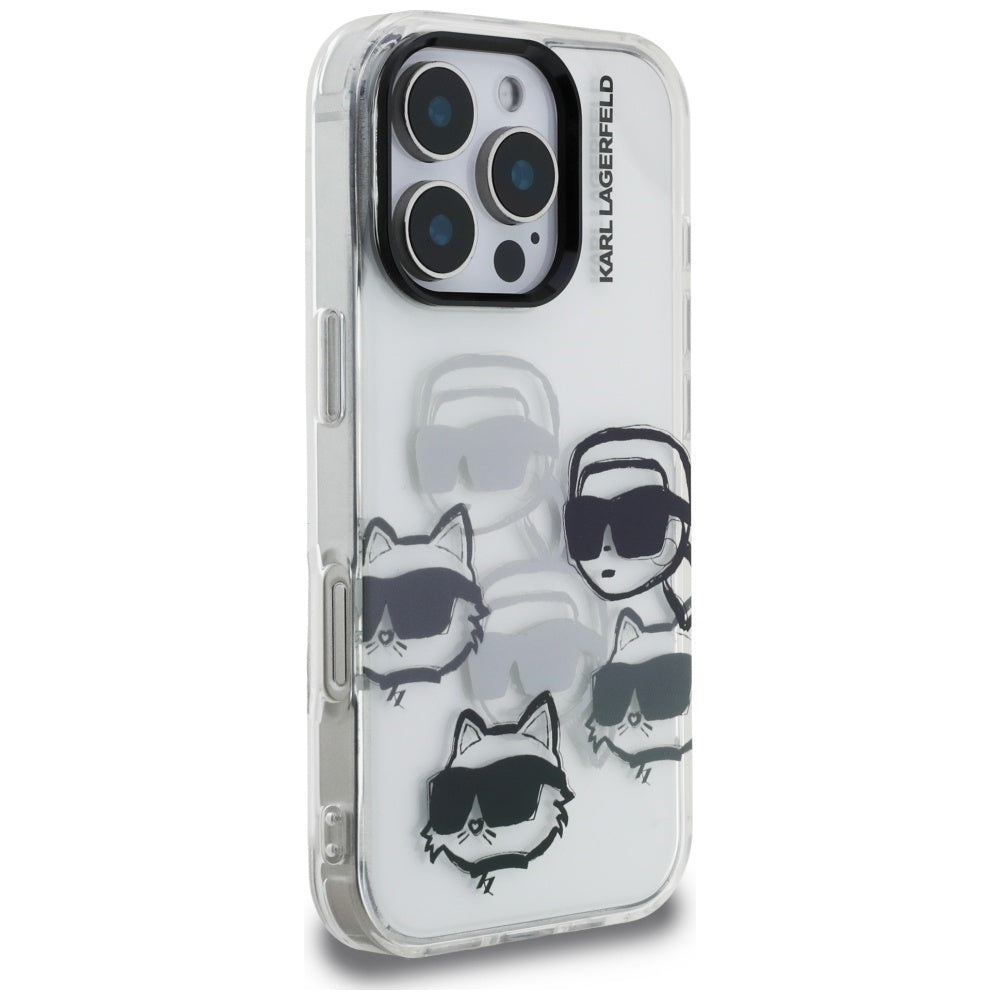 Funda para Apple iPhone 16 Pro Max, Karl Lagerfeld, IML Luxury Multi Head Pattern, Transparente