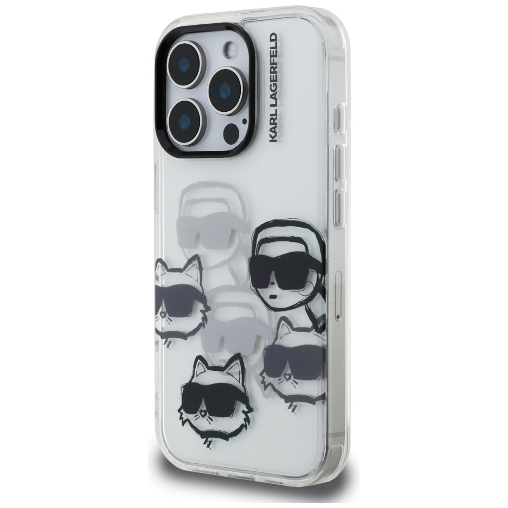 Funda para Apple iPhone 16 Pro Max, Karl Lagerfeld, IML Luxury Multi Head Pattern, Transparente