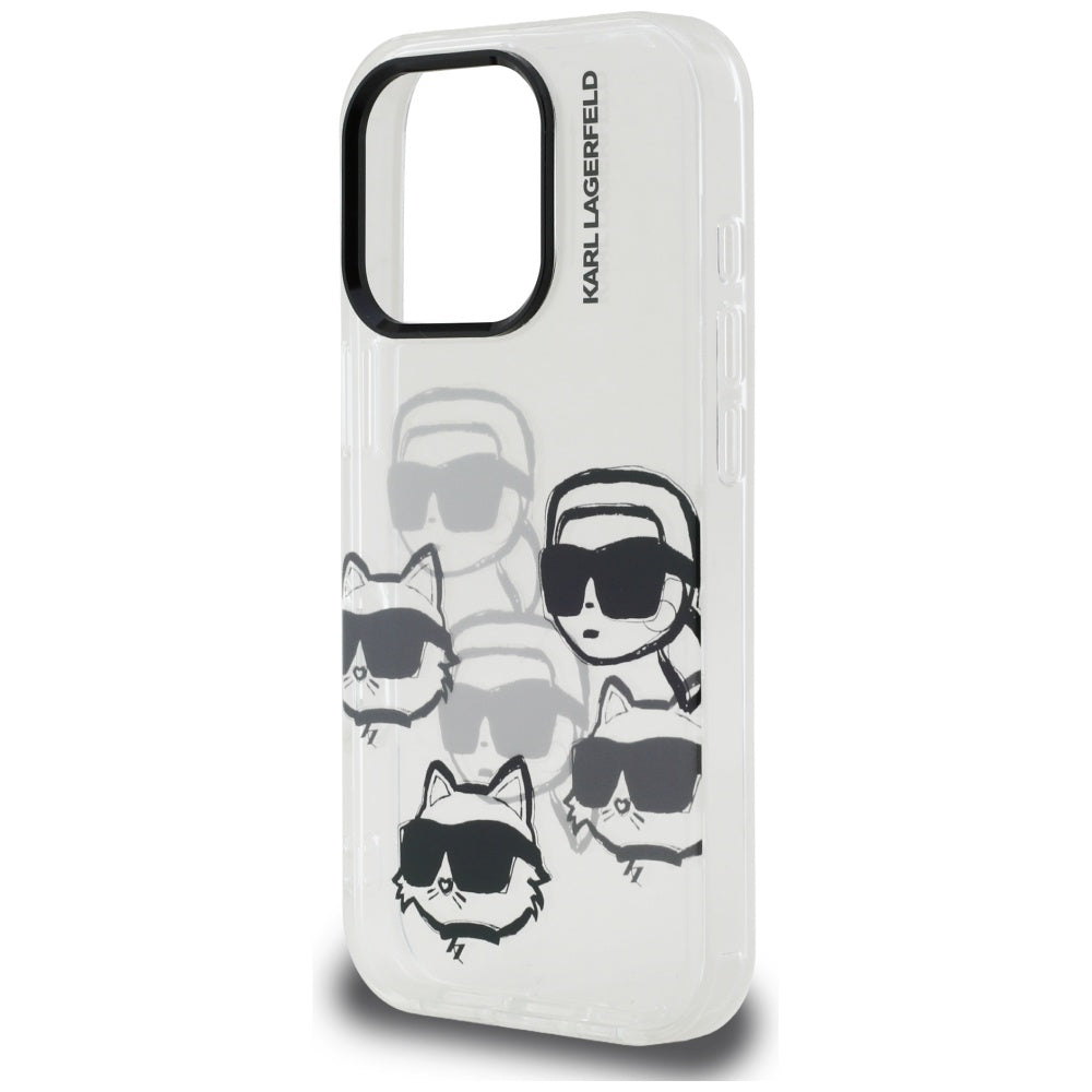 Funda para Apple iPhone 16 Pro Max, Karl Lagerfeld, IML Luxury Multi Head Pattern, Transparente