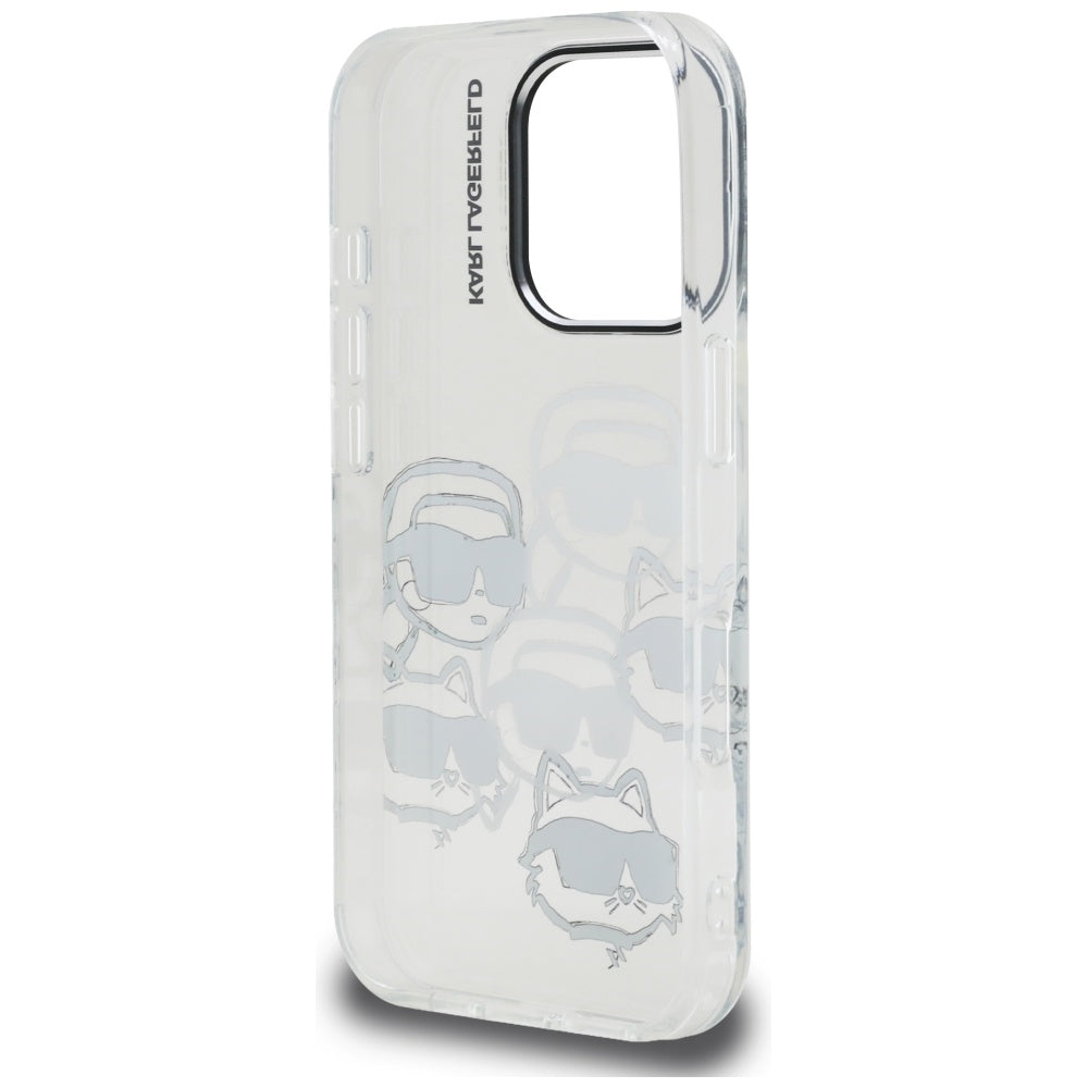 Funda para Apple iPhone 16 Pro Max, Karl Lagerfeld, IML Luxury Multi Head Pattern, Transparente