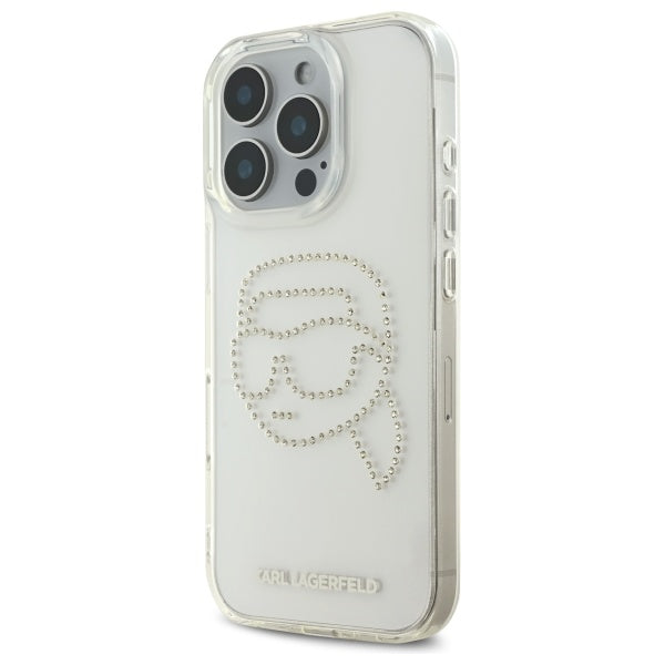Funda para Apple iPhone 16 Pro Max, Karl Lagerfeld, IML Rhinestones Karl's Head, Transparente