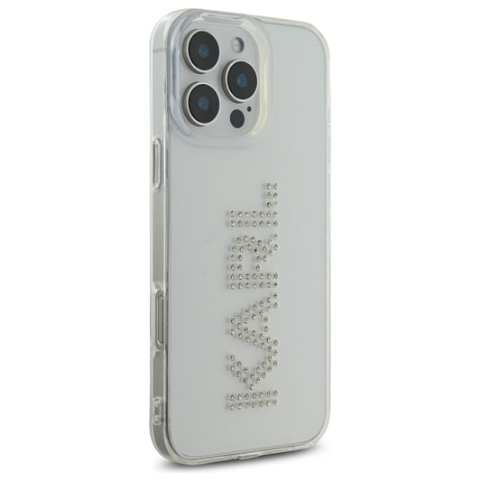 Funda para Apple iPhone 16 Pro Max, Karl Lagerfeld, IML Rhinestones Transparent Logo, Transparente