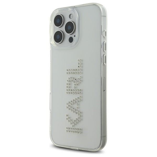 Funda para Apple iPhone 16 Pro Max, Karl Lagerfeld, IML Rhinestones Transparent Logo, Transparente