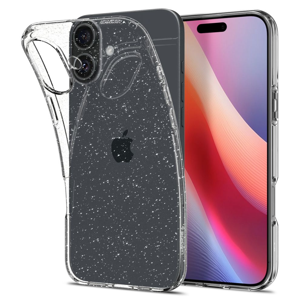 Funda para Apple iPhone 16, Spigen, Liquid Crystal Glitter, Transparente ACS08192