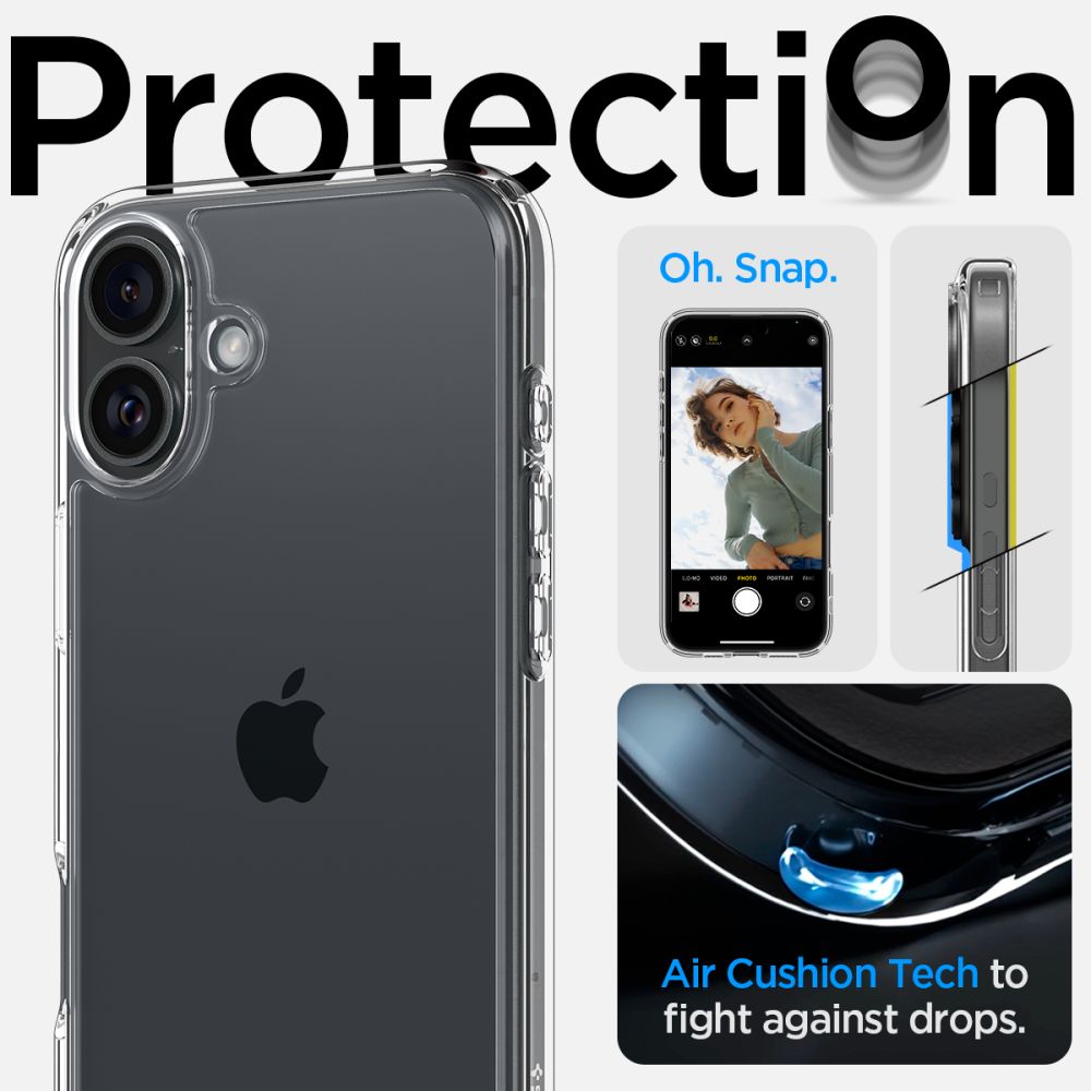 Funda para Apple iPhone 16, Spigen, Ultra Hybrid, Transparente ACS08197