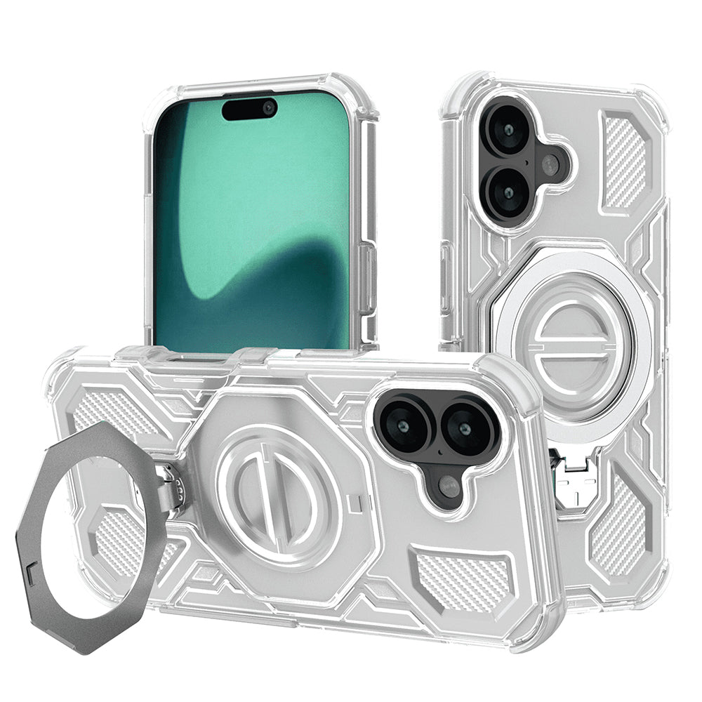 Funda para Apple iPhone 16, Techsuit, Carbon Shield Pro, Blanca