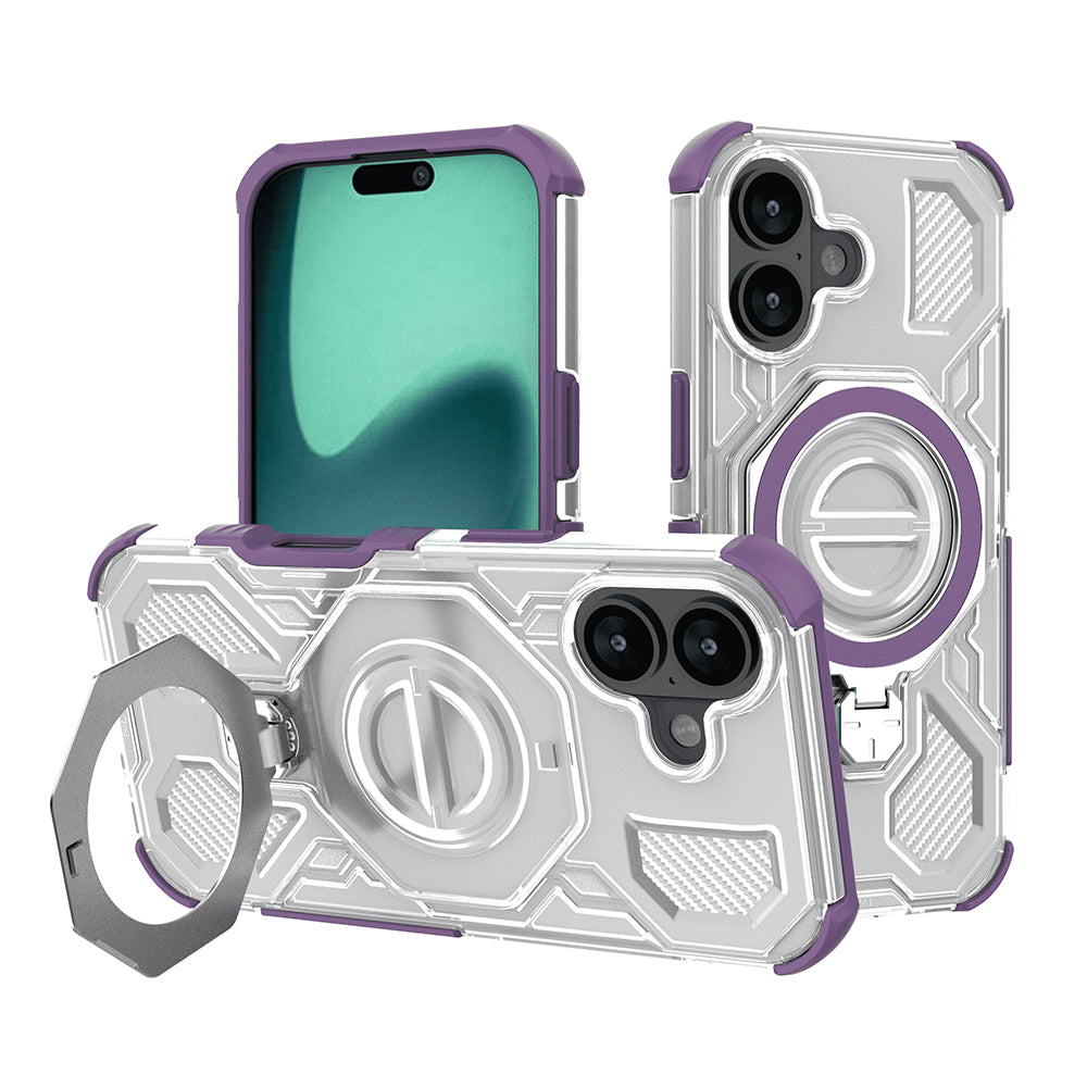 Funda para Apple iPhone 16, Techsuit, Carbon Shield Pro, Morado