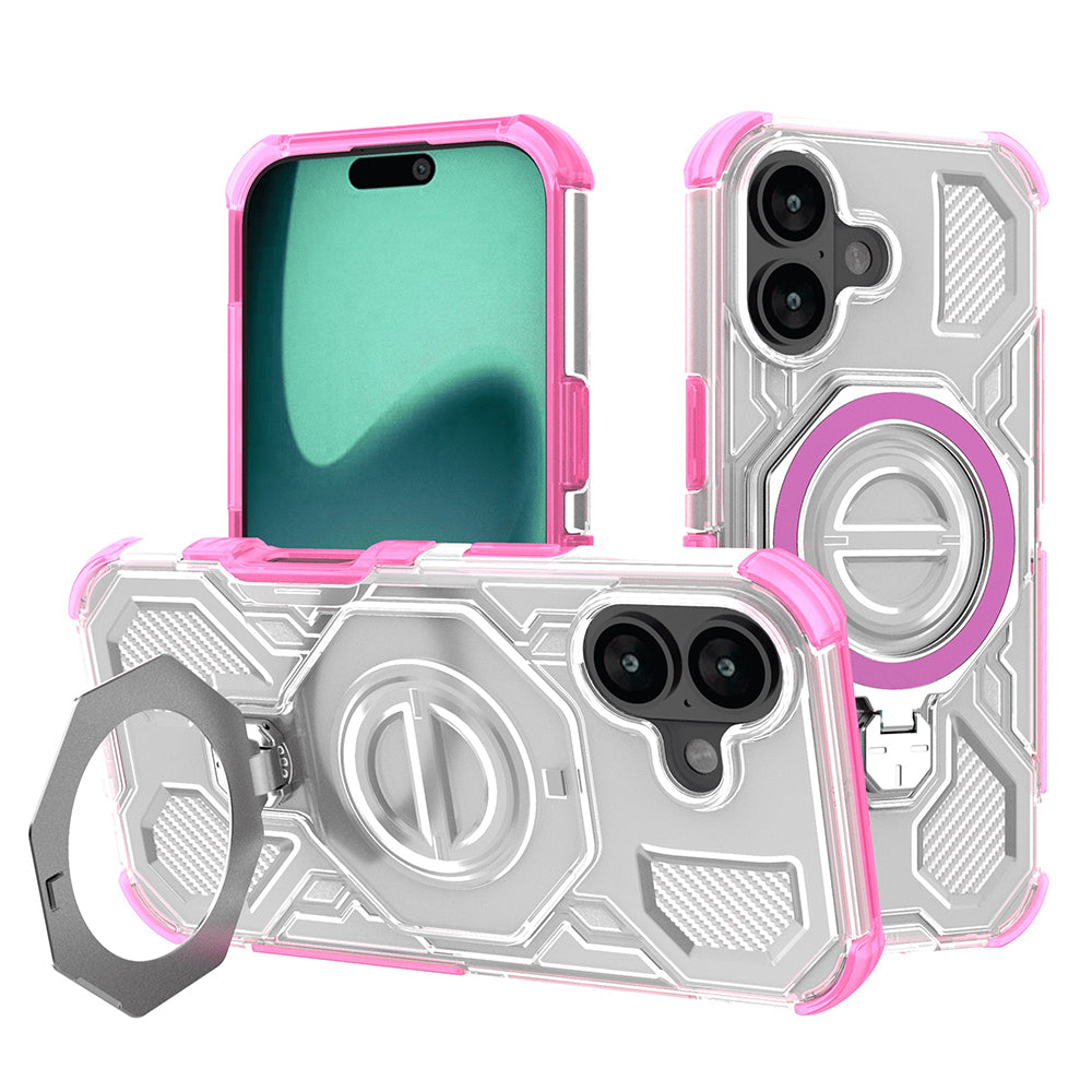 Funda para Apple iPhone 16, Techsuit, Carbon Shield Pro, Rosa