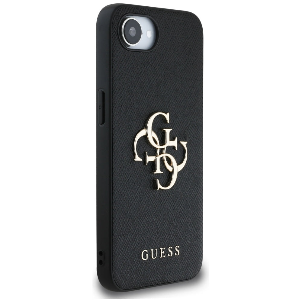 Funda para Apple iPhone 17e / 16e, Guess, 4G Grained Big and Classic Logo, Negra