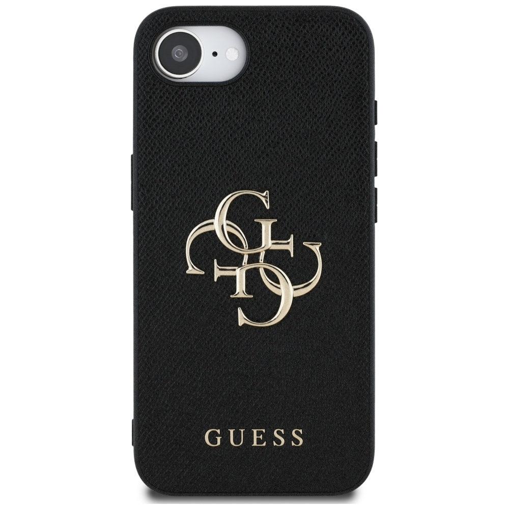 Funda para Apple iPhone 17e / 16e, Guess, 4G Grained Big and Classic Logo, Negra