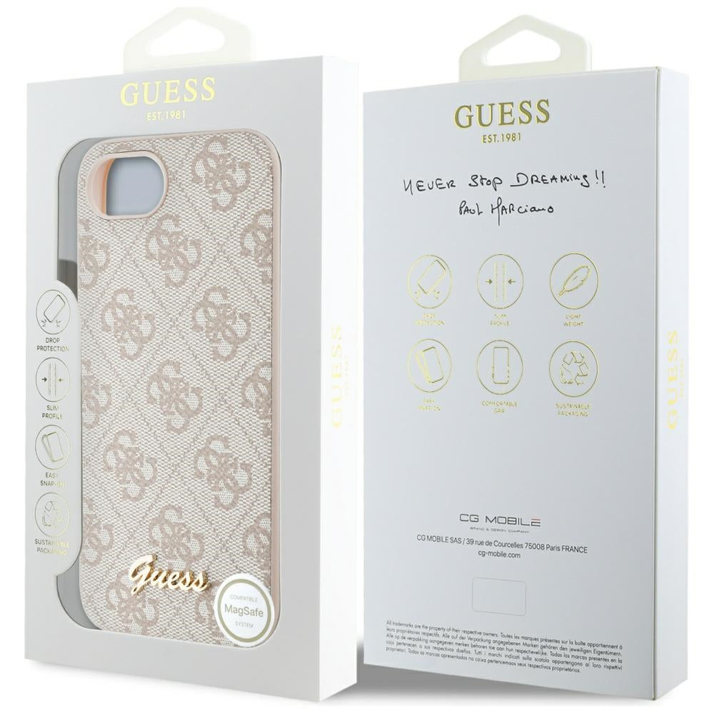 Funda para Apple iPhone 17e / 16e, Guess, 4G Script Logo, Rosa