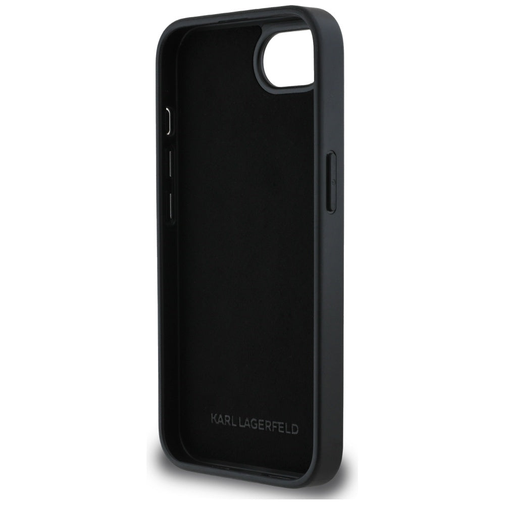 Funda para Apple iPhone 17e / 16e, Karl Lagerfeld, Glitter Fixed Karl & Choupette's Heads, Negra