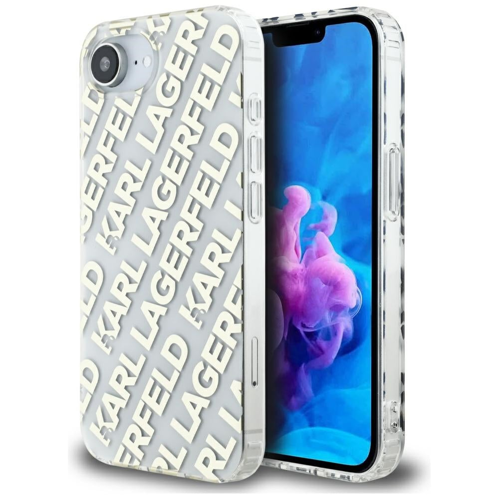 Funda para Apple iPhone 17e / 16e, Karl Lagerfeld, IML Luxury Gold Fullover Logo, Dorada