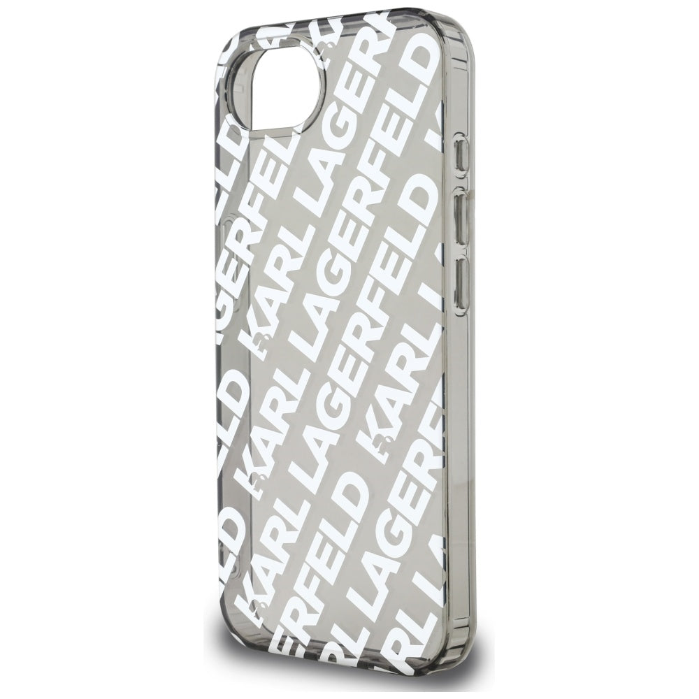 Funda para Apple iPhone 17e / 16e, Karl Lagerfeld, IML Luxury Silver Fullover Logo, Plateada