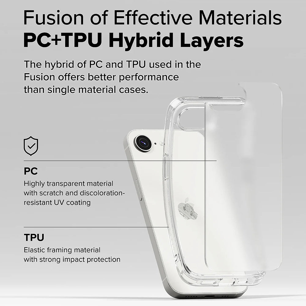 Funda para Apple iPhone 17e / 16e, Ringke, Fusion, Transparente Mate
