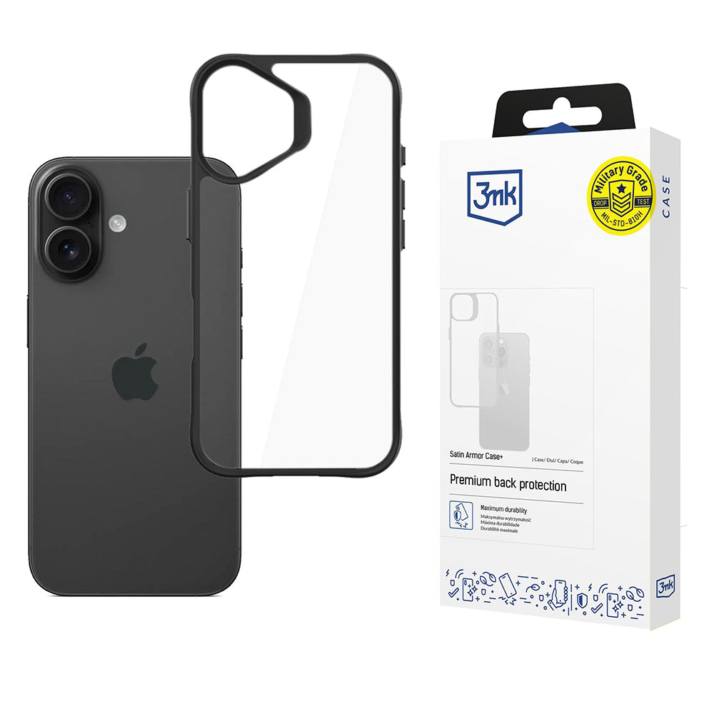 Funda para Apple iPhone 17, 3MK, Satin Armor Case+, Negra