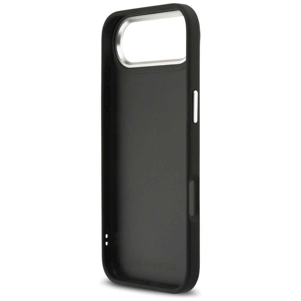 Funda para Apple iPhone 17 Air, Karl Lagerfeld, Grained Karl & Choupette's Heads Pins and Logo, Negra