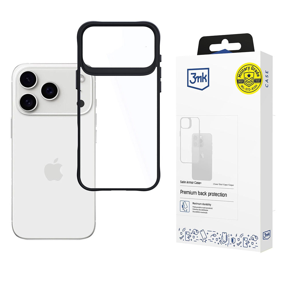 Funda para Apple iPhone 17 Pro, 3MK, Satin Armor Case+, Negra