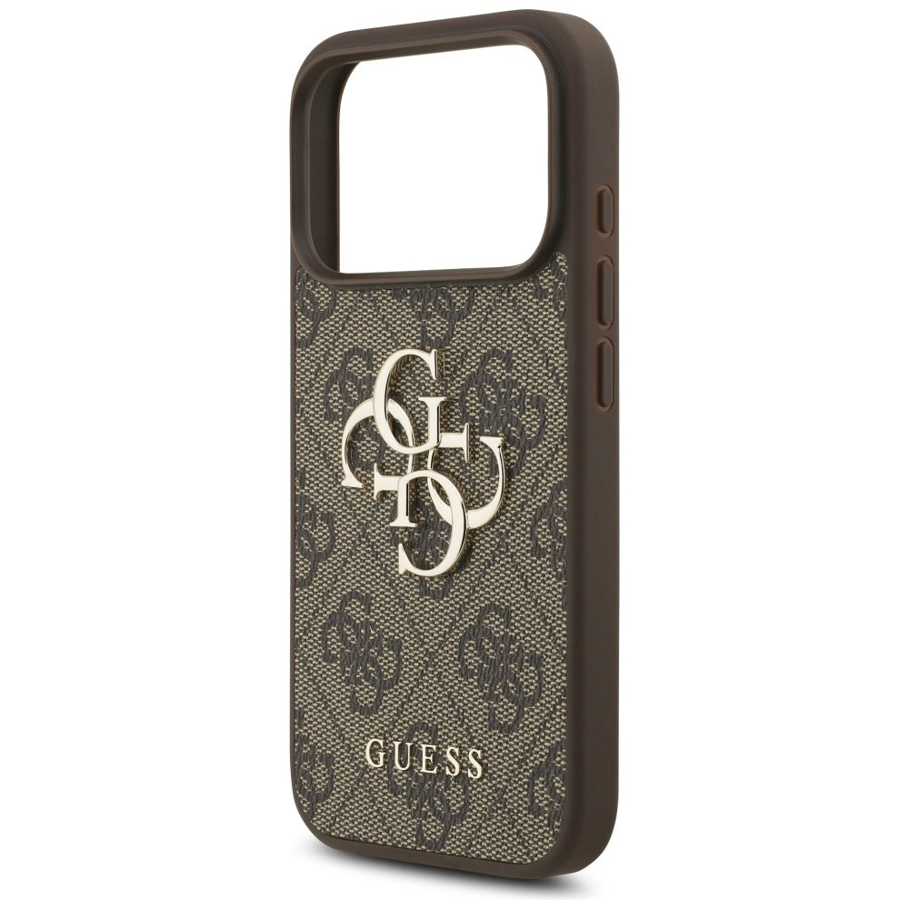 Funda para Apple iPhone 17 Pro, Guess, 4G Classic Logo con Correa de Perla, Marrón