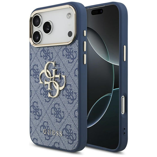 Case for Apple iPhone 17 Pro, Guess, Big 4G Logo Classic, Golden Blue