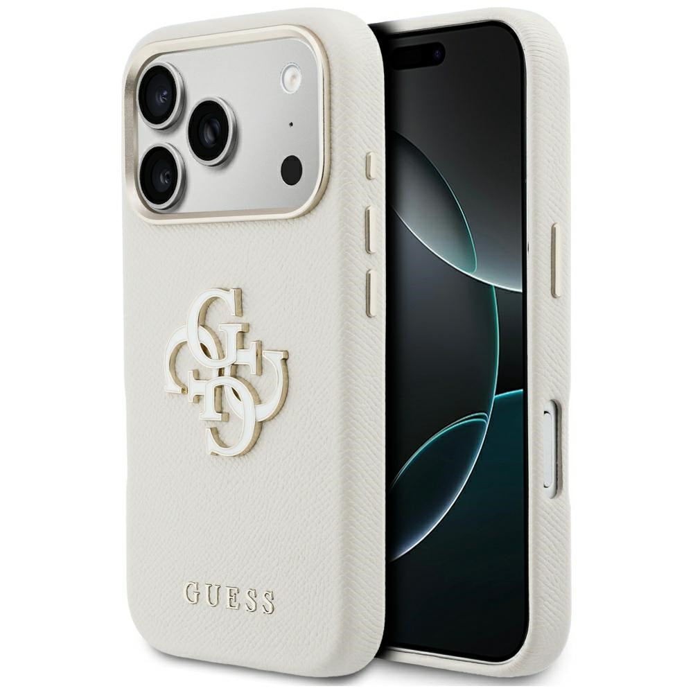Funda para Apple iPhone 17 Pro, Guess, Resin Logo, Beige