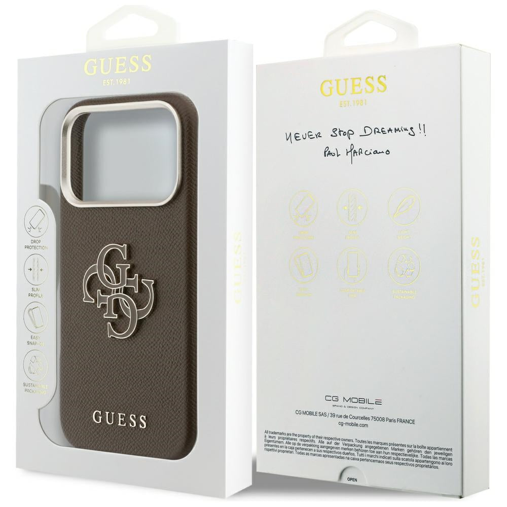 Funda para Apple iPhone 17 Pro, GUESS, Resin Logo, Marrón