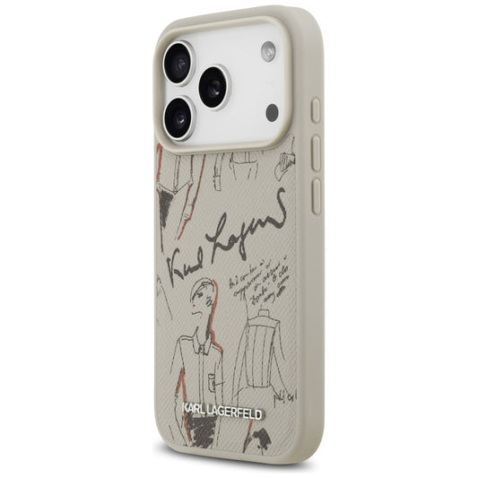 Funda para Apple iPhone 17 Pro, Karl Lagerfeld, Logo con Patrón Granulado, Gris