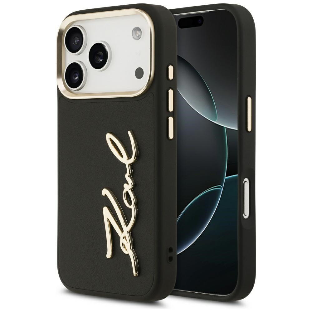 Funda para Apple iPhone 17 Pro, Karl Lagerfeld, Script Logo, Negra