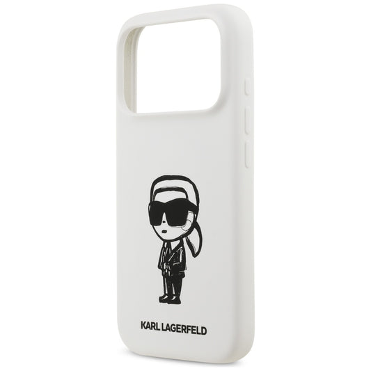 Funda para Apple iPhone 17 Pro, Karl Lagerfeld, Sketch and Logo Karl, Blanca