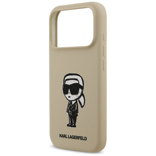 Funda para Apple iPhone 17 Pro, Karl Lagerfeld, Sketch and Logo Karl, Marrón.