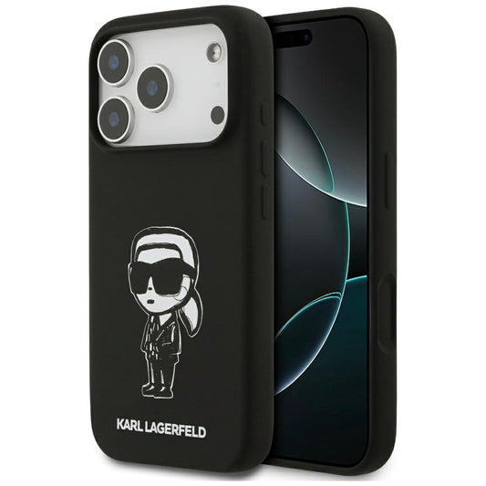 Funda para Apple iPhone 17 Pro, Karl Lagerfeld, Sketch and Logo Karl, Negra