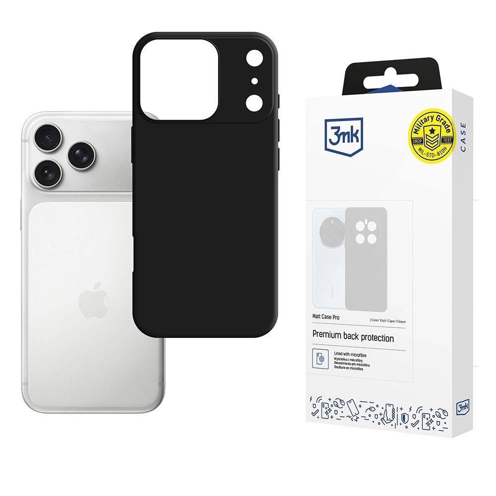 Funda para Apple iPhone 17 Pro Max, 3MK, Pro, Negra Mate
